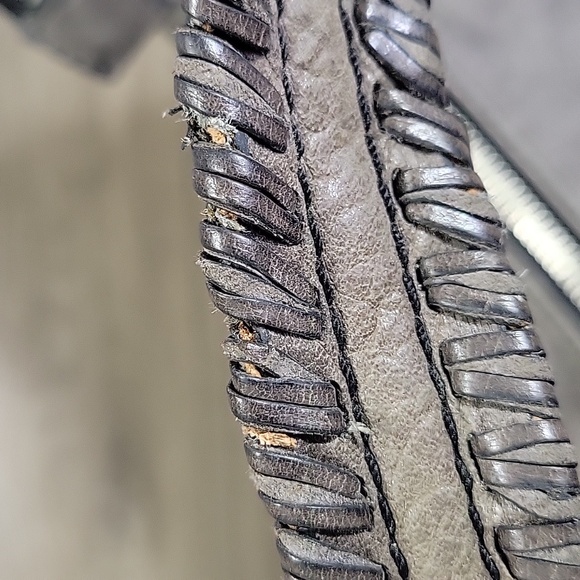 Lockheart Gray Leather Rose Shoulder Bag Hobo Handbag Tore Satchel - Picture 6 of 16